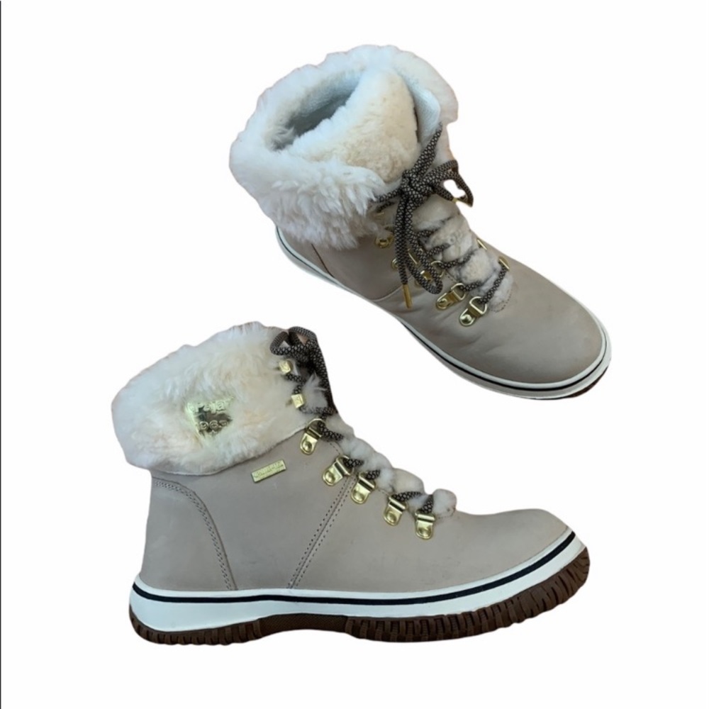 Cozy Waterproof Faux Fur Winter Ankle Boots - Beige